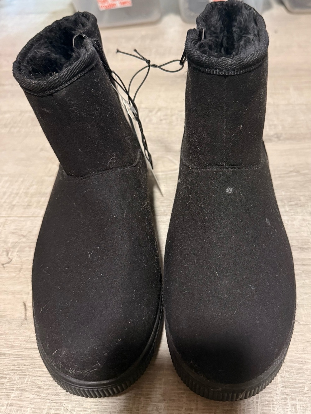 Cat & Jack Black Girls' Ankle Boots with Fleece Lining